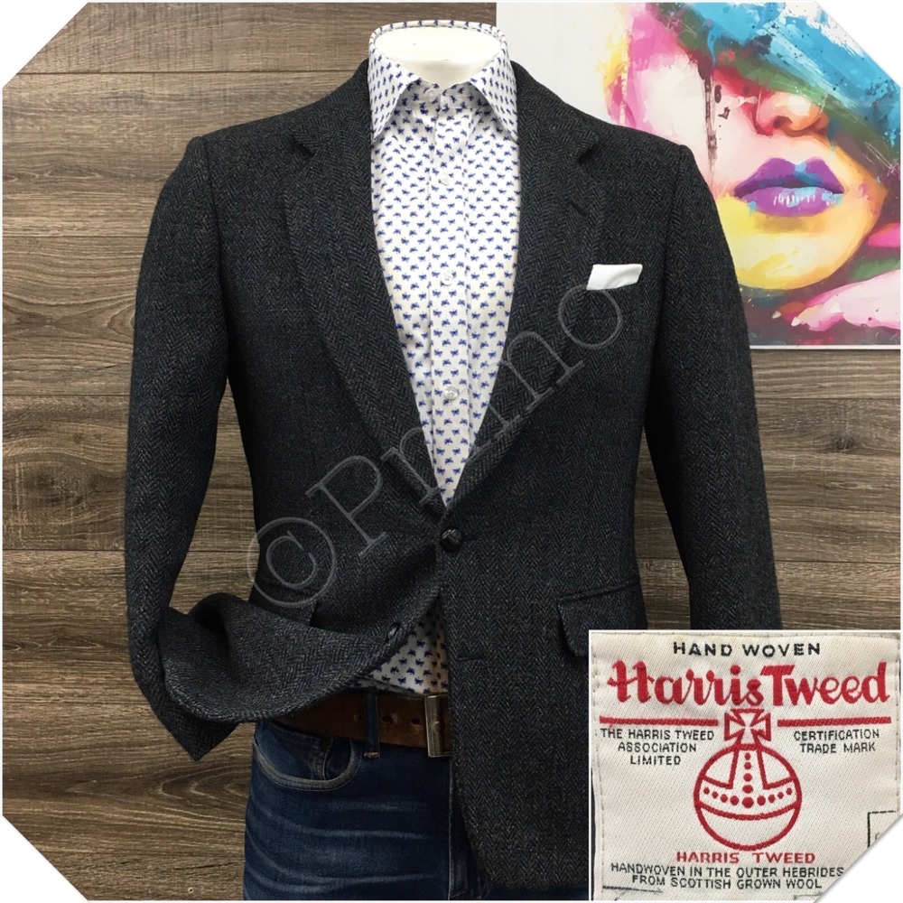 VINTAGE HARRIS TWEED Mens Blazer Sport Coat Casual Jacket Size 38R Classic Suit
